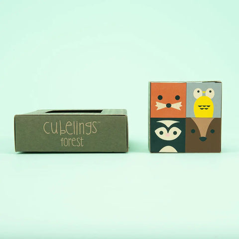 Uncle Goose Cubelings 4-Piece Forest Animal Wooden Blocks Set 1.75 Inch Cubes – Eco-Friendly Basswood | Made in USA Uncle Goose  Cubelings
