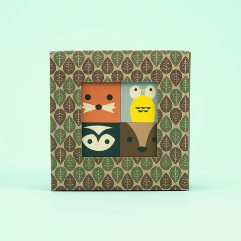 Uncle Goose Cubelings 4-Piece Forest Animal Wooden Blocks Set 1.75 Inch Cubes – Eco-Friendly Basswood | Made in USA Uncle Goose  Cubelings