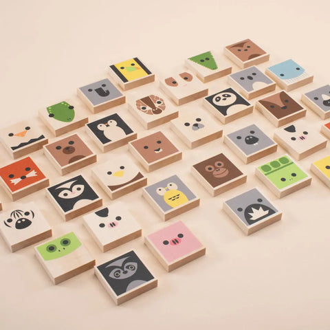 Uncle Goose Cubelings Memory Game – 64 Wooden Animal Chips for Kids | Made in USA Educational Toy Uncle Goose  Cubelings