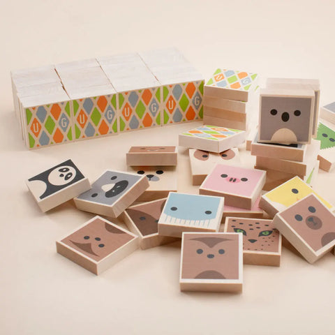 Uncle Goose Cubelings Memory Game – 64 Wooden Animal Chips for Kids | Made in USA Educational Toy Uncle Goose  Cubelings