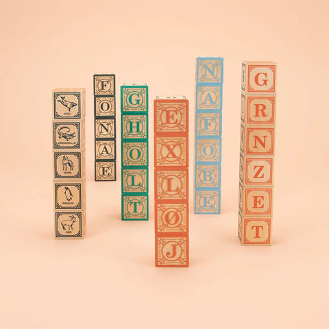 Uncle Goose Danish Alphabet Blocks – 32 Handcrafted 1.75 Inch Cubes | Sustainable Basswood | Made in USA Uncle Goose  Languages