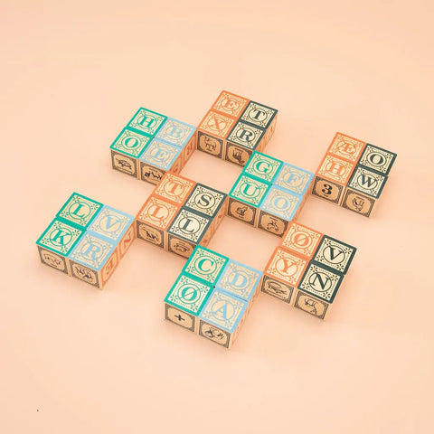 Uncle Goose Danish Alphabet Blocks – 32 Handcrafted 1.75 Inch Cubes | Sustainable Basswood | Made in USA Uncle Goose  Languages