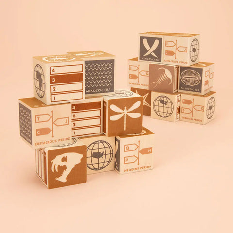 Uncle Goose Educational Fossil Blocks Set – 16 Earth Tone 1.75 Inch Cubes | Sustainable Wood Toy Made in USA Uncle Goose  Discovery
