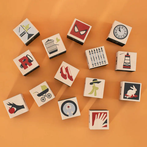 Uncle Goose Film Noir Alphabet Blocks 1.75 Inch Sustainable Wood Cubes – Toddler ABC Toys | Made in USA Uncle Goose  Eclectic