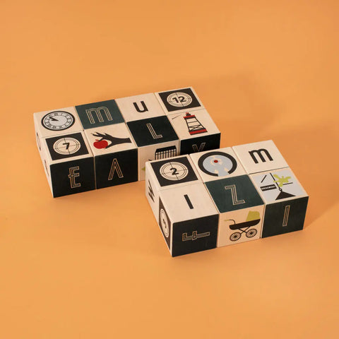 Uncle Goose Film Noir Alphabet Blocks 1.75 Inch Sustainable Wood Cubes – Toddler ABC Toys | Made in USA Uncle Goose  Eclectic
