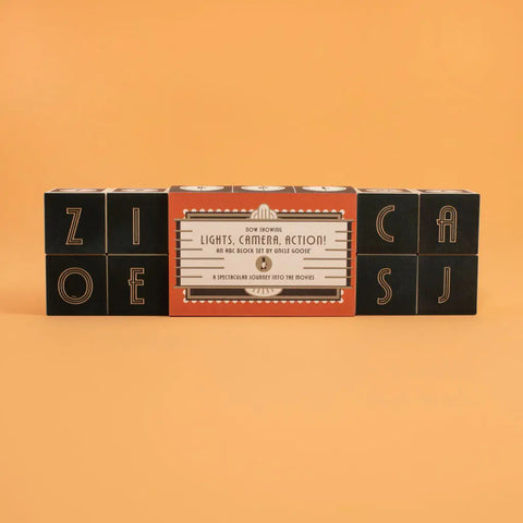 Uncle Goose Film Noir Alphabet Blocks 1.75 Inch Sustainable Wood Cubes – Toddler ABC Toys | Made in USA Uncle Goose  Eclectic