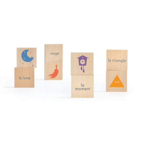 Uncle Goose French Vocabulary Wooden Flash Cards 64 Pc – 1.75 Inch Chips Educational Toy | Made in USA Uncle Goose  Vocabulary Chips