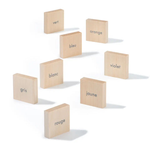 Uncle Goose French Vocabulary Wooden Flash Cards 64 Pc – 1.75 Inch Chips Educational Toy | Made in USA Uncle Goose  Vocabulary Chips
