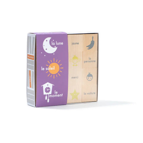 Uncle Goose French Vocabulary Wooden Flash Cards 64 Pc – 1.75 Inch Chips Educational Toy | Made in USA Uncle Goose  Vocabulary Chips
