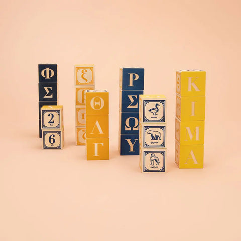 Uncle Goose Greek Alphabet Blocks – 24-Piece Educational Toy Set for Toddlers | Handmade in USA Basswood Blocks Uncle Goose  Languages