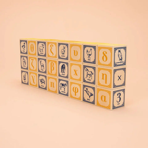Uncle Goose Greek Alphabet Blocks – 24-Piece Educational Toy Set for Toddlers | Handmade in USA Basswood Blocks Uncle Goose  Languages
