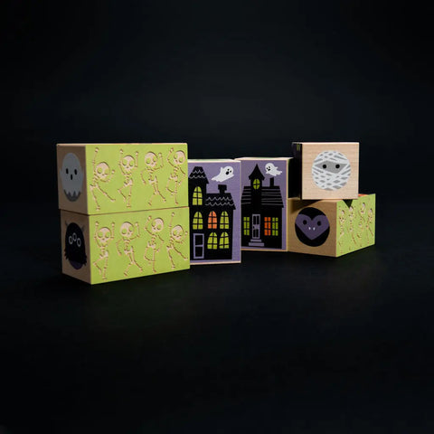 Uncle Goose Halloween Wooden Blocks Set – 6 Pieces 3x1.75 Inch Buildable Toy | Sustainable Basswood | Made in USA Uncle Goose  Environments