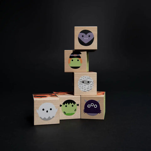 Uncle Goose Halloween Wooden Blocks Set – 6 Pieces 3x1.75 Inch Buildable Toy | Sustainable Basswood | Made in USA Uncle Goose  Environments