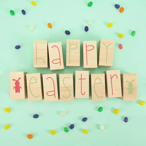 Uncle Goose Happy Easter Wooden Letter Blocks – 3.5 Inch Sustainable Basswood Decor | Made in USA Uncle Goose  Decor
