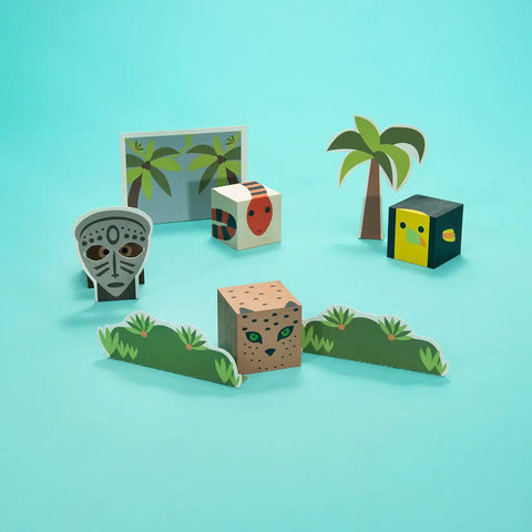 Uncle Goose Jungle Animal Wooden Blocks Set – 4pcs 1.75 Inch Cubes | Made in USA - Sustainable Basswood Toy Uncle Goose  Cubelings