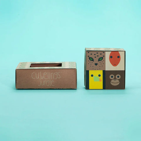 Uncle Goose Jungle Animal Wooden Blocks Set – 4pcs 1.75 Inch Cubes | Made in USA - Sustainable Basswood Toy Uncle Goose  Cubelings