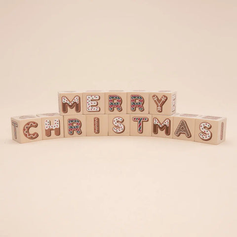 Uncle Goose Merry Christmas Alphabet Blocks – 14pcs 1.75 Inch Frosted Letter Cubes | Educational Toddler Toy Made in USA Uncle Goose  Decor