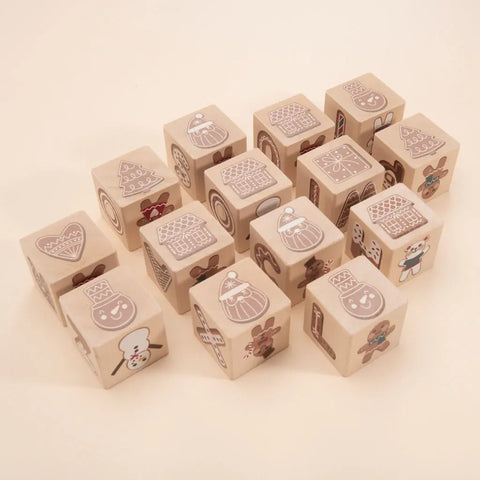 Uncle Goose Merry Christmas Alphabet Blocks – 14pcs 1.75 Inch Frosted Letter Cubes | Educational Toddler Toy Made in USA Uncle Goose  Decor