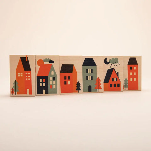 Uncle Goose Neighborhood Wooden Building Blocks – 6-Piece Sustainable Basswood Toy Set | Made in USA Uncle Goose  Environments