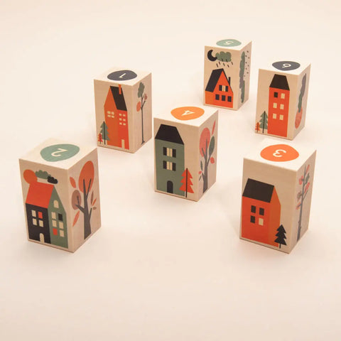 Uncle Goose Neighborhood Wooden Building Blocks – 6-Piece Sustainable Basswood Toy Set | Made in USA Uncle Goose  Environments