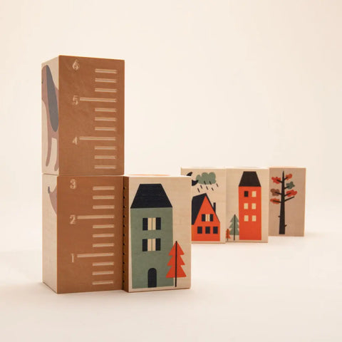 Uncle Goose Neighborhood Wooden Building Blocks – 6-Piece Sustainable Basswood Toy Set | Made in USA Uncle Goose  Environments