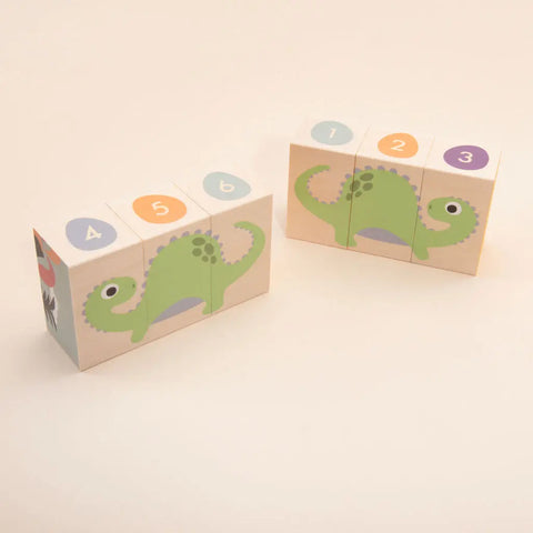 Uncle Goose Sustainable Dinosaur Wooden Blocks Set – 6 Pieces 3x1.75 Inch | Eco-Friendly Toy Made In USA Uncle Goose  Environments