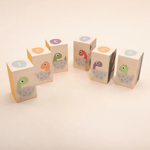 Uncle Goose Sustainable Dinosaur Wooden Blocks Set – 6 Pieces 3x1.75 Inch | Eco-Friendly Toy Made In USA Uncle Goose  Environments