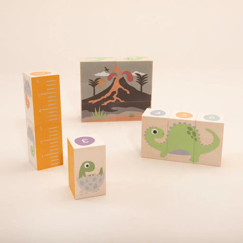 Uncle Goose Sustainable Dinosaur Wooden Blocks Set – 6 Pieces 3x1.75 Inch | Eco-Friendly Toy Made In USA Uncle Goose  Environments