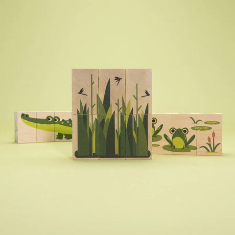 Uncle Goose Swamp Scene Wooden Blocks Set – 6 Pieces 3x1.75 Inch – Sustainable Basswood Toy | Made in USA Uncle Goose  Environments