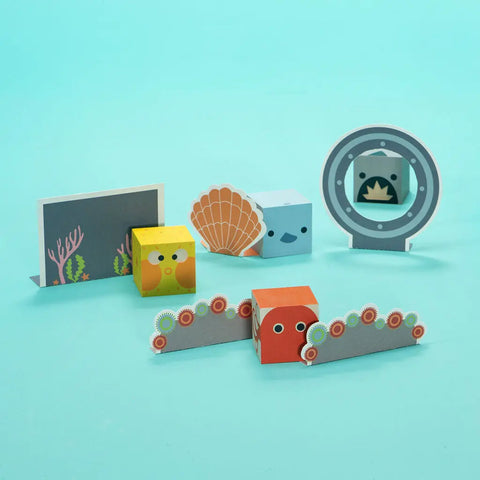 Uncle Goose Wooden Sea Creature Cubes 1.75 Inch Eco-Friendly Building Blocks – Made in USA | Sustainable Basswood Toy Set Uncle Goose  Cubelings