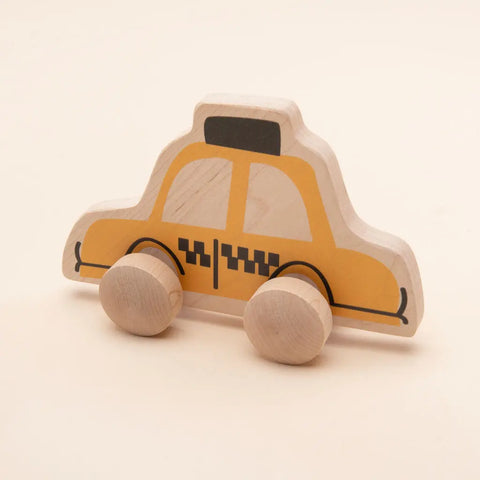 Uncle Goose Wooden Taxi Push Toy – 6x4 Inch Classic City Car | Safe Printed Inks | Made in USA for Kids 3+ Uncle Goose  Rollers