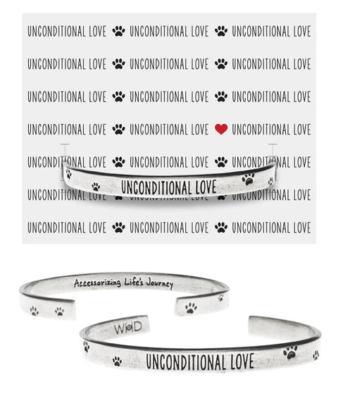 Unconditional Love Pet Memorial Cuff Bracelet – Handcrafted Pewter Paw Print Jewelry | Made in USA Whitney Howard Designs  Cuff Bracelets