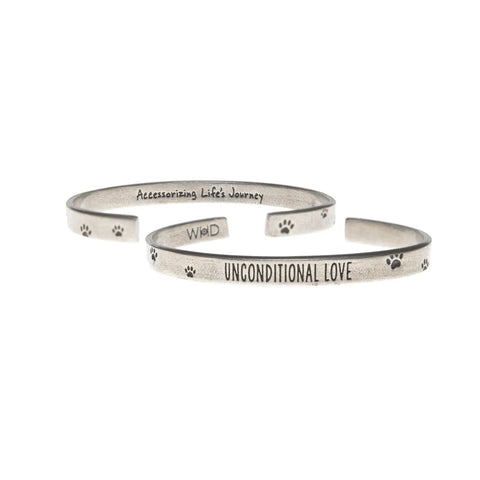 Unconditional Love Pet Memorial Cuff Bracelet – Handcrafted Pewter Paw Print Jewelry | Made in USA Whitney Howard Designs  Cuff Bracelets