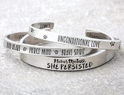 Unconditional Love Pet Memorial Cuff Bracelet – Handcrafted Pewter Paw Print Jewelry | Made in USA Whitney Howard Designs  Cuff Bracelets