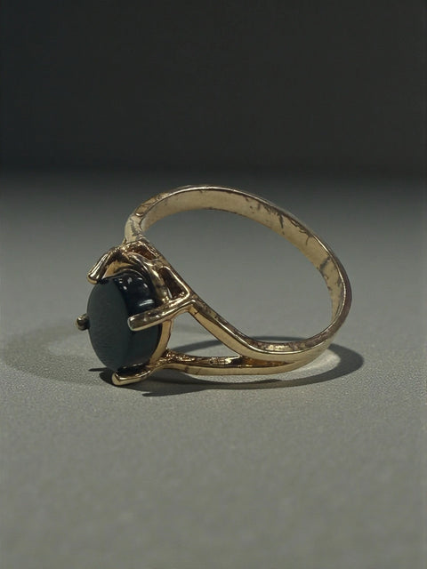 Unique 10k Gold-Plated Sterling Silver Black Onyx Statement Ring 8x6.8mm Oval Gemstone Size 5.5 – Handmade | Made in USA Michelle Marie Boutique  Rings