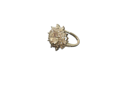 Unique 10mm Crystal Cocktail Ring – Adjustable Silver Starburst Design | American Made Jewelry Michelle Marie Boutique  Rings