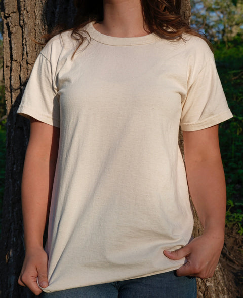 Unisex Organic Cotton Crew Neck T-Shirt – Natural Undyed Fabric | Eco-Friendly Apparel Made in USA Rowe Naturals  Organic Cotton Clothing
