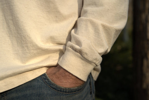 Unisex Organic Cotton Long Sleeve Crew Neck Tee – Natural Undyed Fabric | Made in USA Rowe Naturals  Organic Cotton Clothing