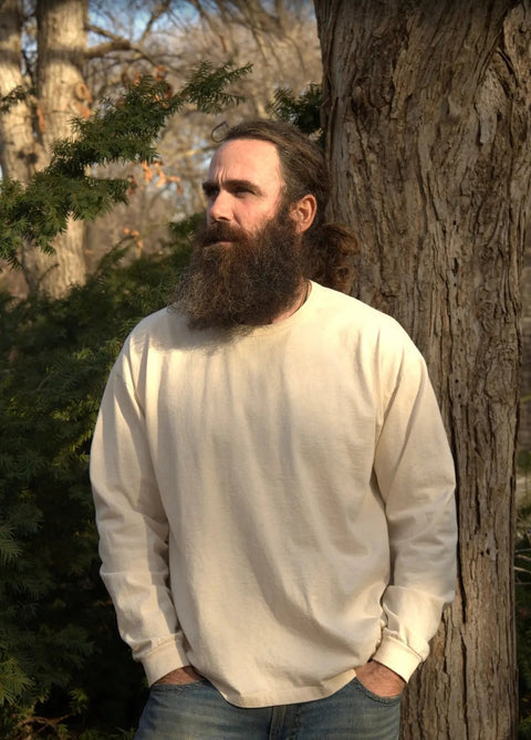 Unisex Organic Cotton Long Sleeve T-Shirt- Undyed Rowe Naturals  Organic Cotton Clothing