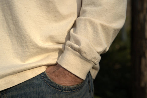 Unisex Organic Cotton Long Sleeve T-Shirt- Undyed Rowe Naturals  Organic Cotton Clothing