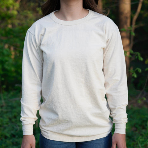 Unisex Organic Cotton Long Sleeve T-Shirt- Undyed Rowe Naturals  Organic Cotton Clothing