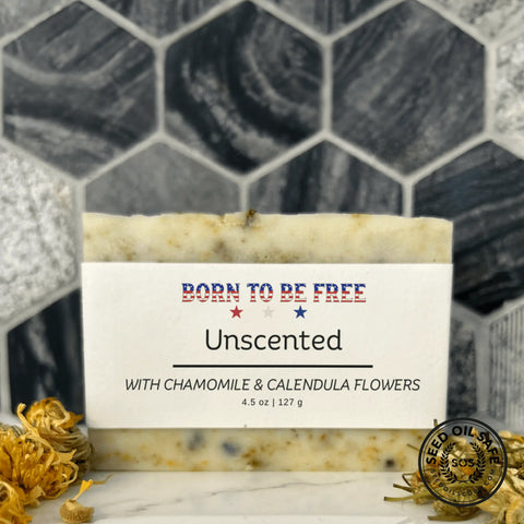 Unscented Chamomile Calendula Tallow Soap Bar 4.5 oz – Sensitive Skin Care – Born To Be Free | Made in USA Born to be Free  Soap