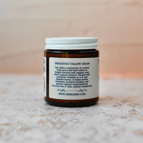 Unscented Manuka Honey Tallow Moisturizer – 4oz or 2oz Natural Skin Balm for Sensitive Care | Made in USA Skin Linen 