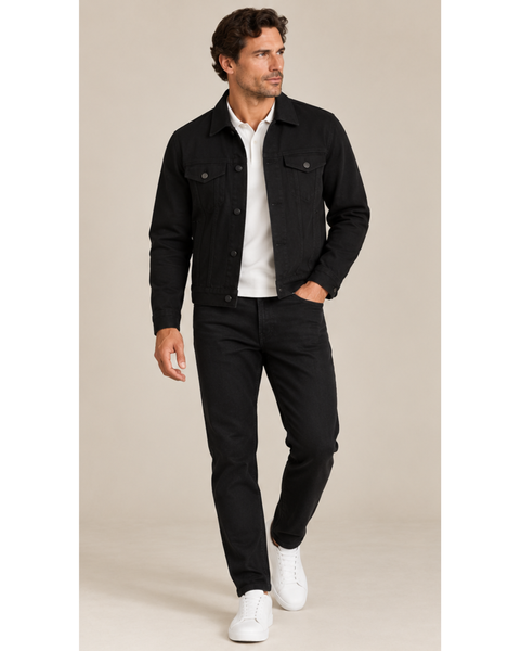 Heavyweight Canvas Trucker Jacket Black – Durable Tailored Fit Outerwear | Made in USA Marc Nelson  Jacket