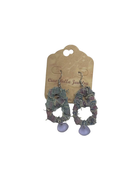 Upcycled Denim & Soda Tab Dangle Earrings 2.5 Inch Lightweight Boho Style | Michelle Marie Boutique Made in USA Michelle Marie Boutique  Earrings