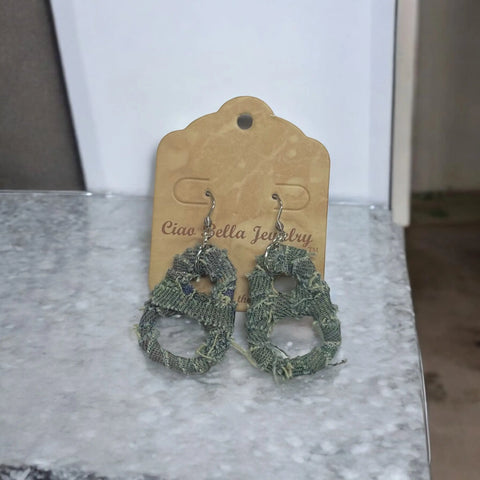 Upcycled Denim & Soda Tab Dangle Earrings 2.5 Inch Lightweight Boho Style | Michelle Marie Boutique Made in USA Michelle Marie Boutique  Earrings