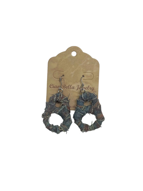 Upcycled Denim & Soda Tab Dangle Earrings 2.5 Inch Lightweight Boho Style | Michelle Marie Boutique Made in USA Michelle Marie Boutique  Earrings