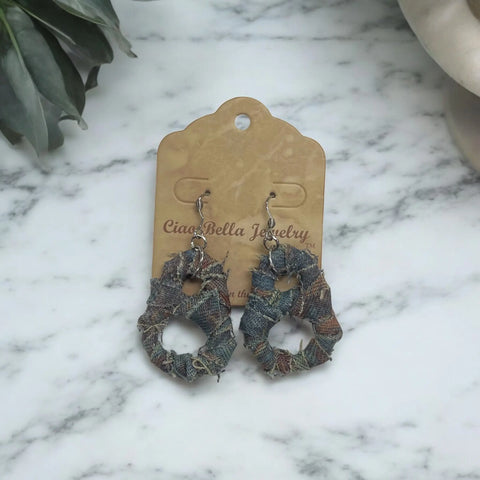 Upcycled Denim & Soda Tab Dangle Earrings 2.5 Inch Lightweight Boho Style | Michelle Marie Boutique Made in USA Michelle Marie Boutique  Earrings