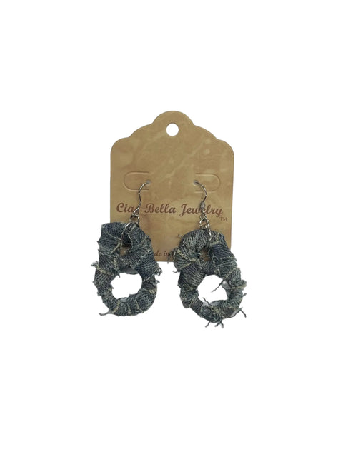Upcycled Denim & Soda Tab Dangle Earrings 2.5 Inch Lightweight Boho Style | Michelle Marie Boutique Made in USA Michelle Marie Boutique  Earrings