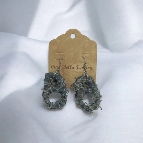 Upcycled Denim & Soda Tab Dangle Earrings 2.5 Inch Lightweight Boho Style | Michelle Marie Boutique Made in USA Michelle Marie Boutique  Earrings